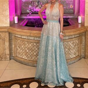 Silver and Blue Maxi Dress!